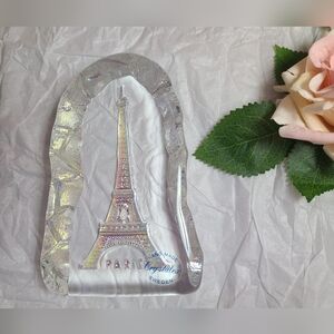 Vtg Paris France Holographic Etched 3D Crystalex Glass Paperweight 🇫🇷🌴